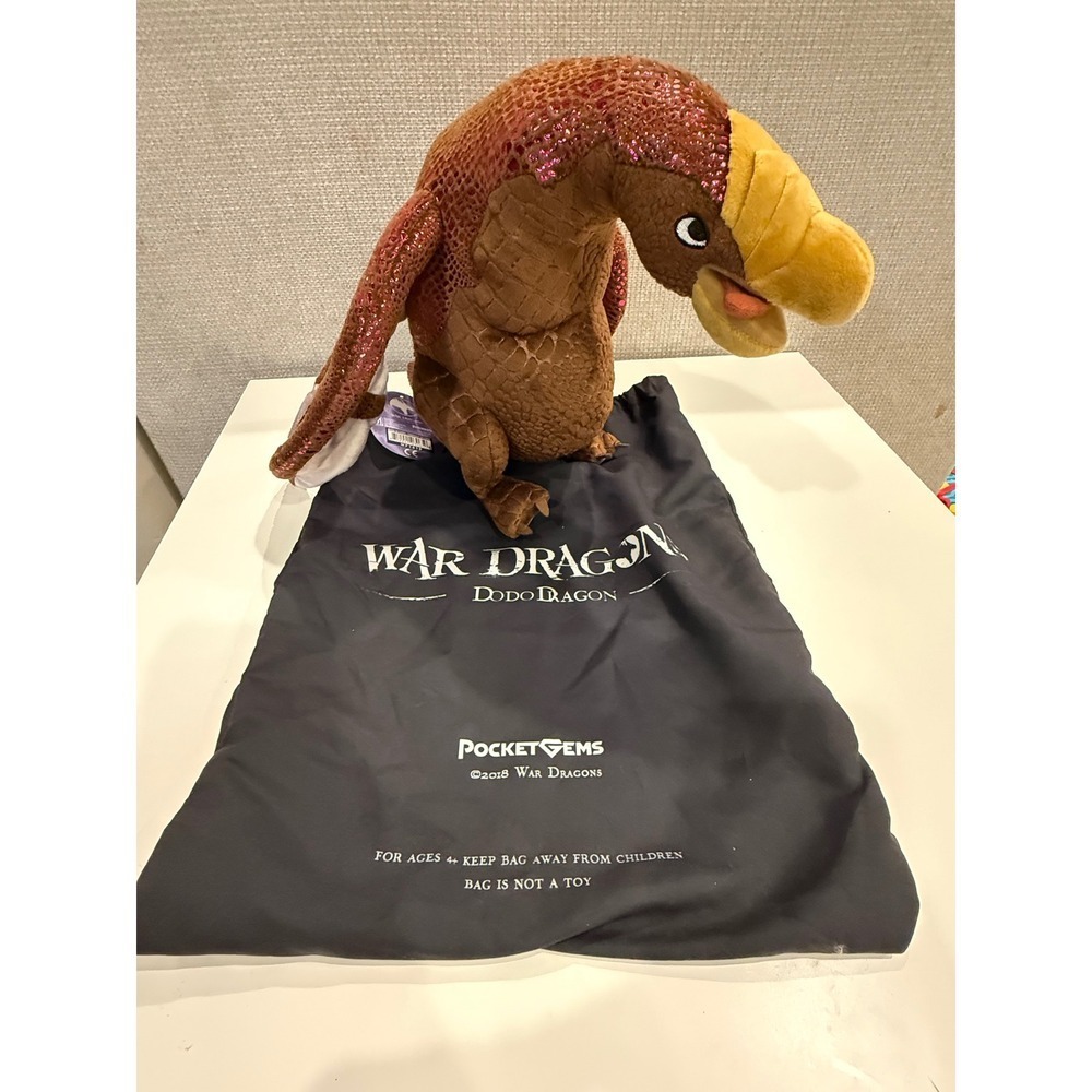 Rare War Dragons Dodo Dragon Plush Pocket Gems Pocket Gems 2018 With Bag NEW
